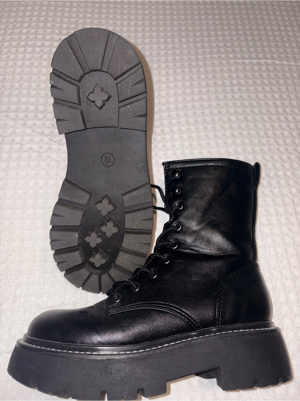 Black Lace-Up Platform Combat Boots - Women